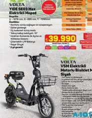 VOLTA YİDE SE03 MAX ELEKTRİKLİ MOPED MOTOSİKLET VOLTA YİDE SE03 MAX ELEKTRİKLİ MOPED MOTOSİKLET
